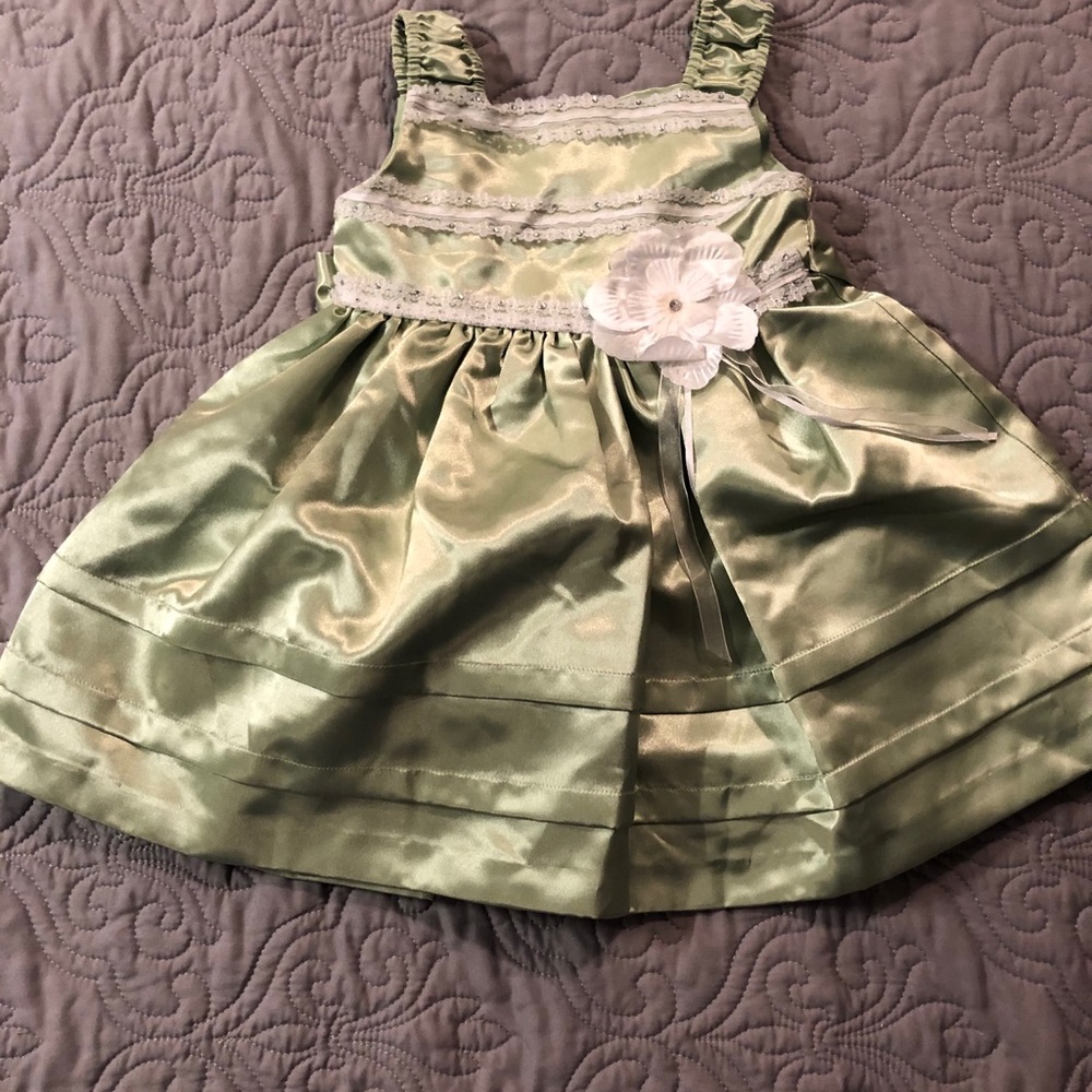 New green dress girls size 12M